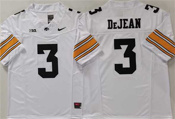 Mens Iowa Hawkeyes #3 Cooper DeJean White F.U.S.E. Stitched Jersey